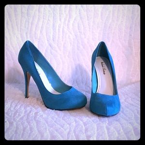 Faux suede Tiffany Blue 4” heels